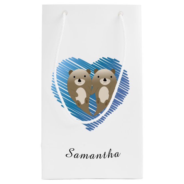 Cute Otters med Blue Heart i bakgrunden (Baksidan)