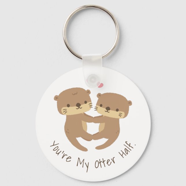 Cute Otters Pair, min yttre halva Nyckelring (Framsida)