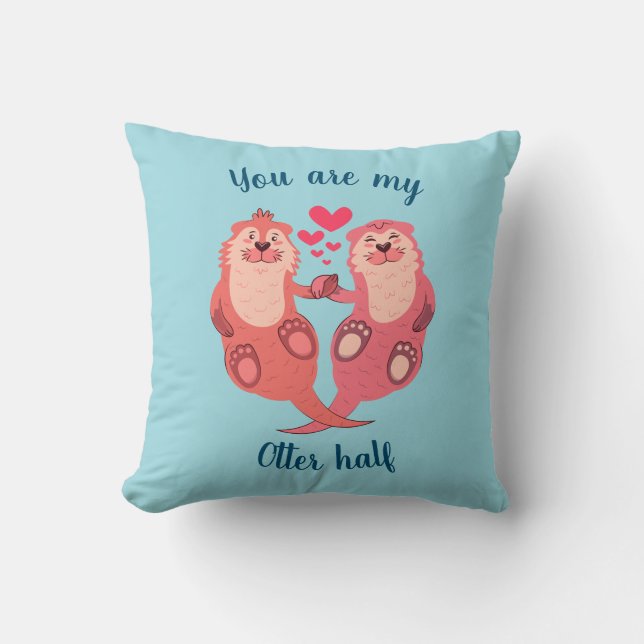 Cute Otters Valentines day Couple-Personlig Kudde (Framsida)