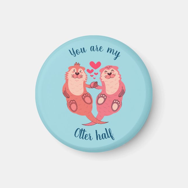 Cute Otters Valentines day Couple-Personlig Magnet (Framsidan)