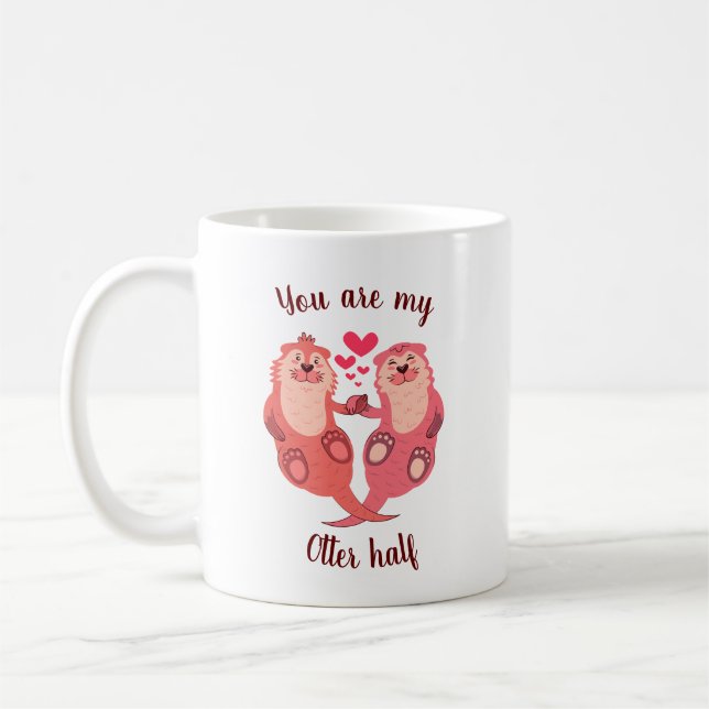 Cute Otters Valentines day par Personlig Kaffemugg (Vänster)