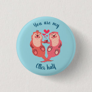 Cute Otters Valentines day par Personlig Knapp