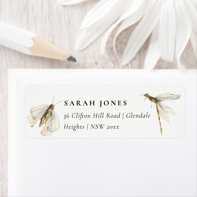 Cute our Little Kryp Blue Dragonfly Adress Returadress Etikett (Insitu)