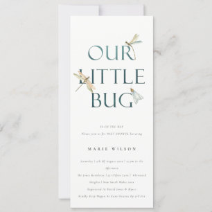 Cute our Little Kryp Blue Dragonfly Baby Shower Inbjudningar