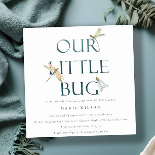 Cute our Little Kryp Blue Dragonfly Baby Shower Inbjudningar