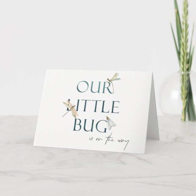 Cute our Little Kryp Blue Dragonfly Baby Shower Tack Kort (Framsida)