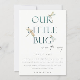 Cute our Little Kryp Blue Dragonfly Baby Shower Tack Kort