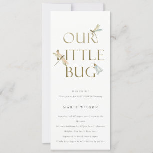 Cute our Little Kryp Guld Dragonfly Baby Shower Inbjudningar