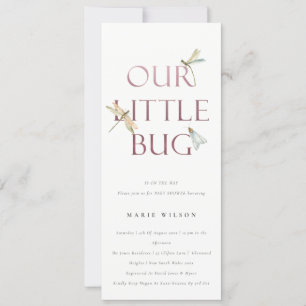 Cute our Little Kryp Rosa Dragonfly Baby Shower Inbjudningar