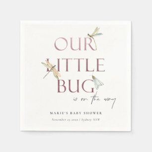 Cute our Little Kryp Rosa Dragonfly Baby Shower Pappersservett