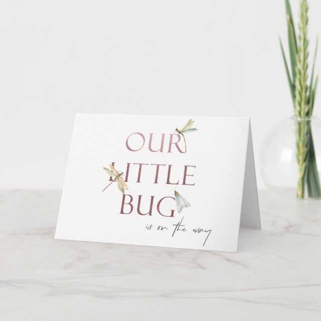 Cute our Little Kryp Rosa Dragonfly Baby Shower Tack Kort (Framsida)
