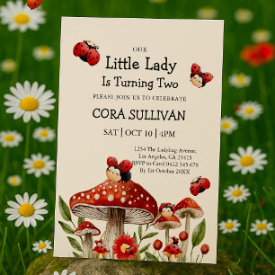 Cute our Little Ladybug Girl Birthday Inbjudningar