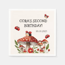 Cute our Little Ladybug Girl Birthday Pappersservett