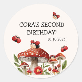 Cute our Little Ladybug Girl Birthday Runt Klistermärke
