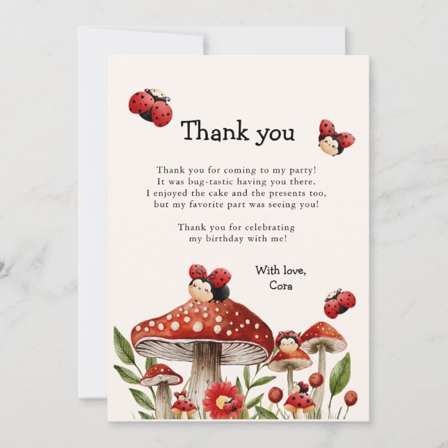 Cute our Little Ladybug Girl Birthday Tack Kort (Framsida)