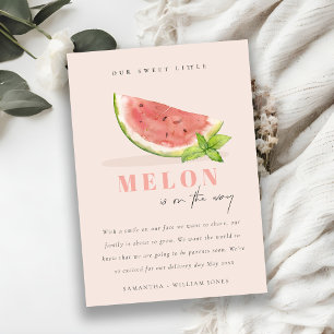 Cute our Little Melon Mint Boy Announement Inbjudningar