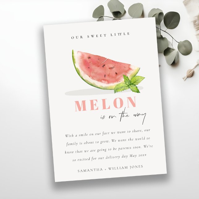 Cute our Little Melon Mint Neutralt-meddelande Inbjudningar (Skapare uppladdad)