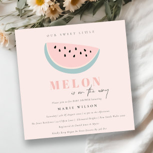 Cute our Little Melon Pastel Rosa Baby Shower Inbjudningar