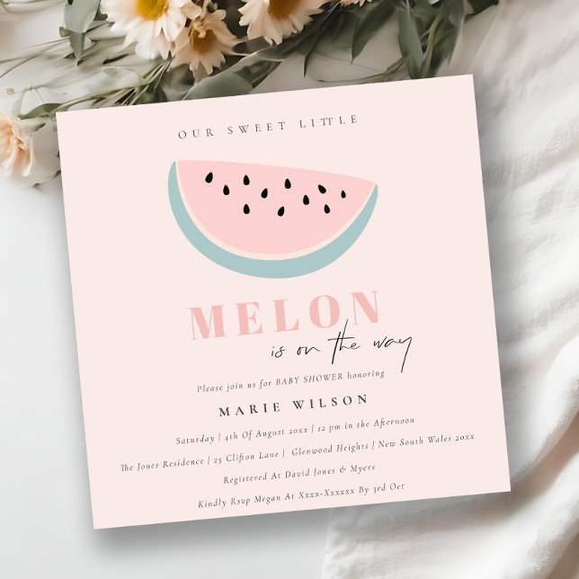 Cute our Little Melon Pastel Rosa Baby Shower Inbjudningar (Skapare uppladdad)