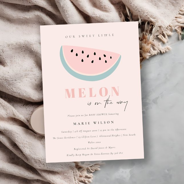 Cute our Little Melon Pastel Rosa Baby Shower Inbjudningar (Skapare uppladdad)