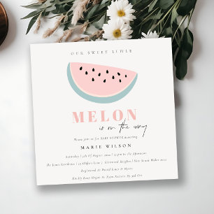 Cute our Little Melon Pastel Rosa Baby Shower Inbjudningar