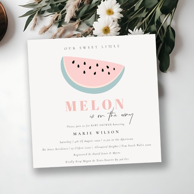 Cute our Little Melon Pastel Rosa Baby Shower Inbjudningar (Skapare uppladdad)