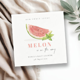 Cute our Little Melon Red Watercolor Baby Shower Pappersservett
