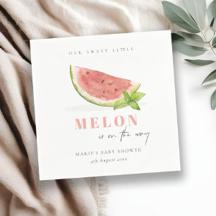 Cute our Little Melon Red Watercolor Baby Shower Pappersservett