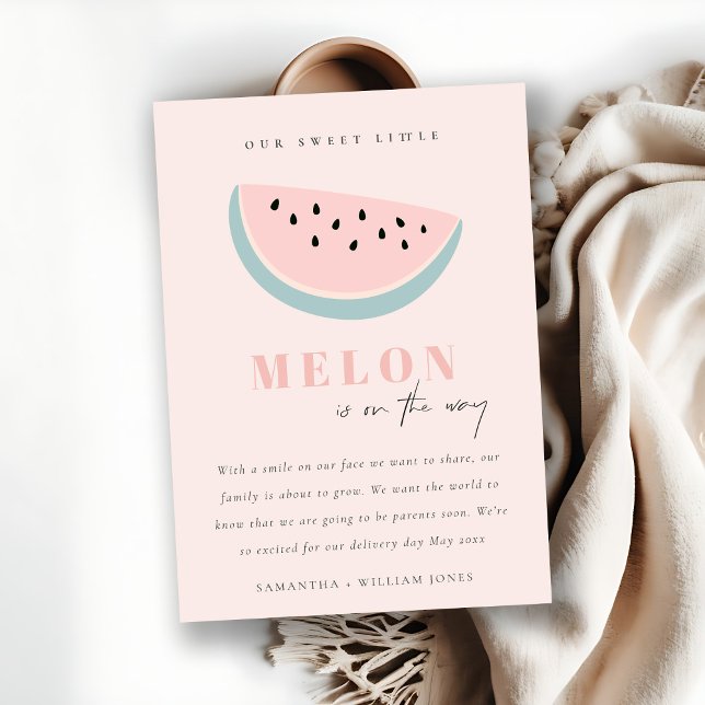 Cute our Little Melon Rosa  Girl Notification Inbjudningar (Skapare uppladdad)