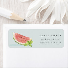 Cute our Little Melon Watercolor Blue Adress Returadress Etikett