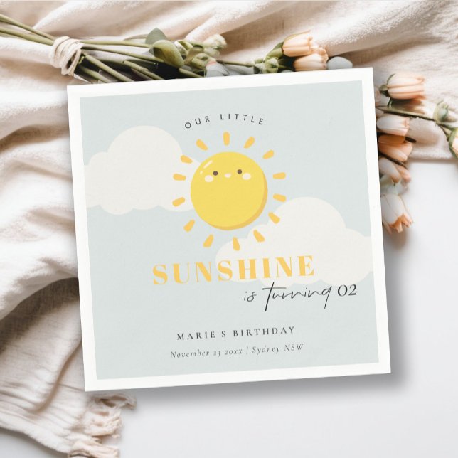 Cute our Little Sunshine Blue Boy any Age Birday Pappersservett (Skapare uppladdad)