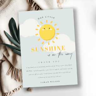 Cute our Little Sunshine Blue Boy Shower Tack Kort
