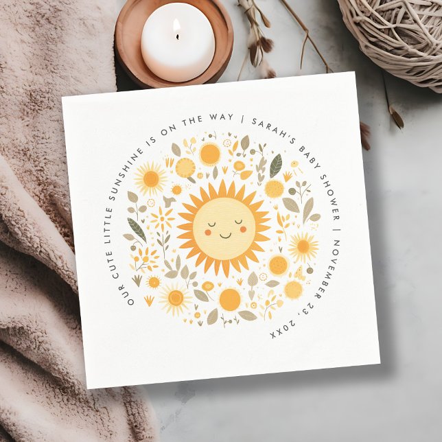 Cute our Little Sunshine Boho Sol Baby Shower Pappersservett (Skapare uppladdad)