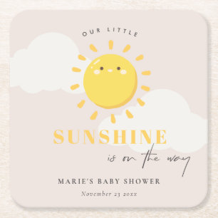 Cute our Little Sunshine  Girl Shower Underlägg Papper Kvadrat