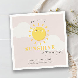 Cute our Little Sunshine Rosa Boy any Age Birday Pappersservett