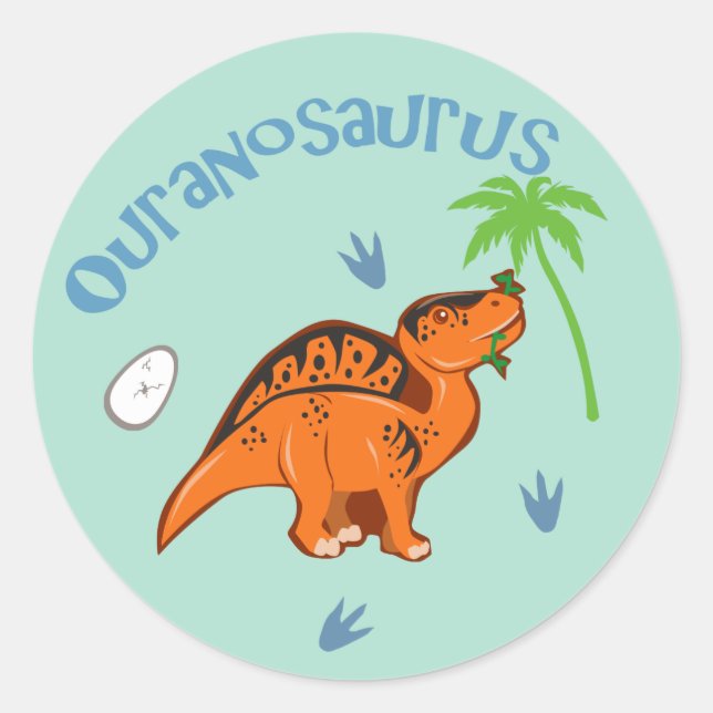Cute Ouranosaurus Runt Klistermärke (Framsida)
