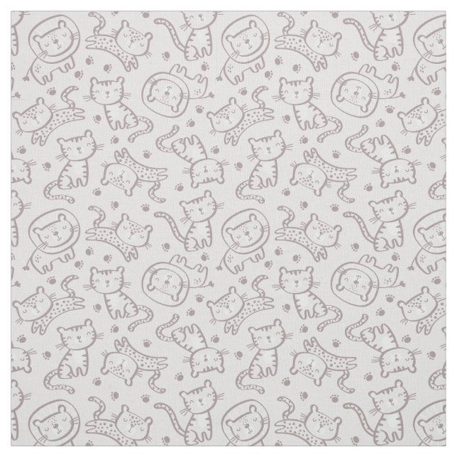 Cute Outline Jungle Animals on sand Tyg (Provkarta)