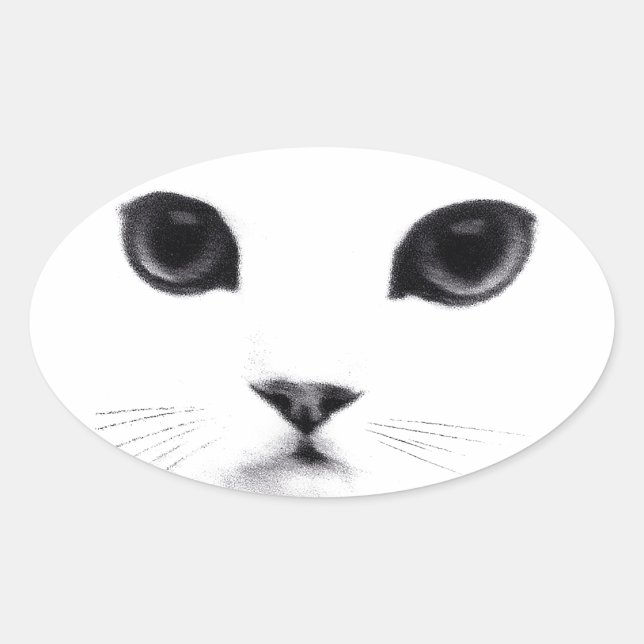 Cute Oval Kattunge Ansikte Ovalt Klistermärke (Framsida)