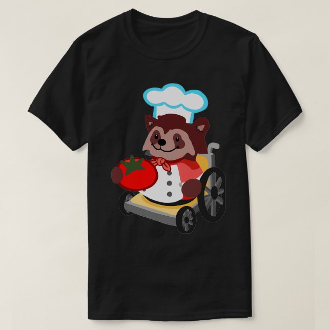 Cute överkokt rullstol Raccoon Chef Gift Boy G T Shirt (Design framsida)
