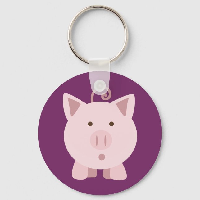 Cute överraskad Gris Nyckelring (Framsida)