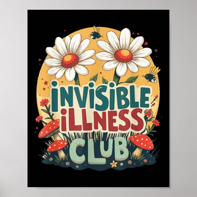 Cute Ovisible Sjukdom Social Klubb,blommigt Gömt Poster (Framsidan)