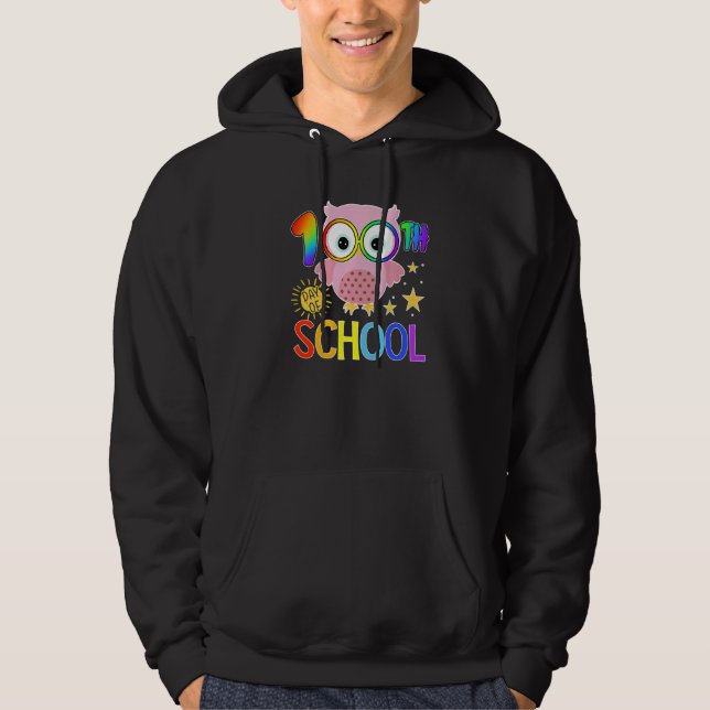 Cute Owl 100th day of School Teacher 100 days Smar Hoodie (Framsida)