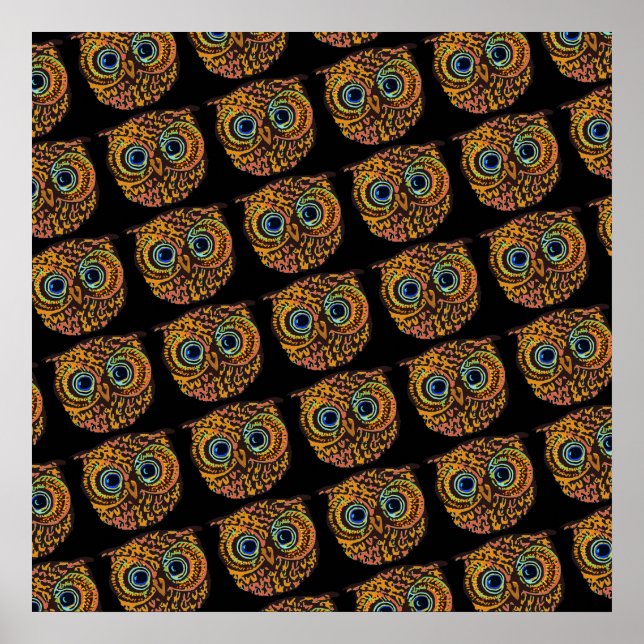 cute owl bird faces poster (Framsidan)