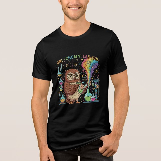  Cute Owl-chemy Lab Fun | Nerdy Scientist Chemist T Shirt (Framsida)
