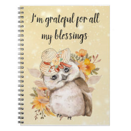 Cute owl Farmhouse romantic wallpaper Anteckningsbok