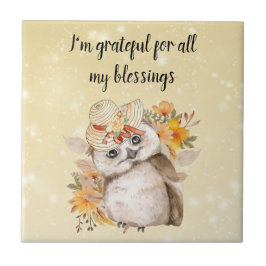 Cute owl Farmhouse romantic wallpaper Kakelplatta