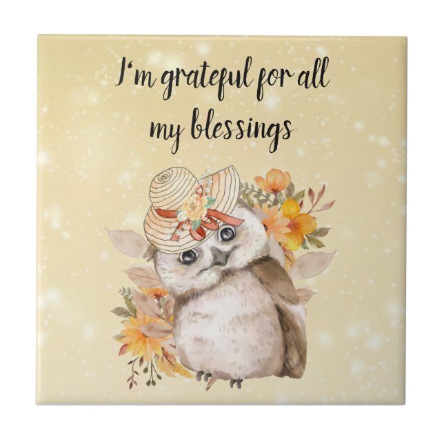 Cute owl Farmhouse romantic wallpaper Kakelplatta (Framsidan)