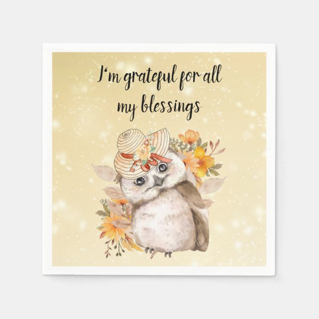 Cute owl Farmhouse romantic wallpaper Pappersservett (Framsidan)