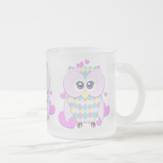 Cute Owl Frostad Glasmugg