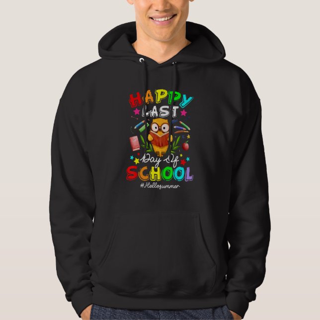 Cute Owl Happy Last Day Of School Teacher Student  Hoodie (Framsida)